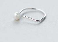 Real. 925-Sterling-Silver Jewelry Adjustable Geometric With Freshwater Pearl Ring GTLJ1068