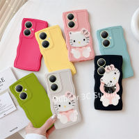 เคส VIVOY27 VIVO Y27 Y78 Y02T Y02 Y02A 5G 4G 2023 เคสโทรศัพท์ ดีไซน์ใหม่สีลูกอมน่ารักซิลิโคนวัยรุ่นฝาครอบเนื้อนิ่มกันกระแทกพร้อมกระจกแต่งหน้า Hello Kitty Case