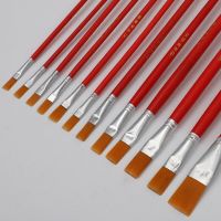 12pcs/set Rod red oil paint brush nylon 1-12 number brush painting watercolor brush artist Art Supplies Artist Brushes Tools