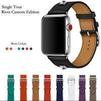 202140mm 44mm Newest Genuine Leather Rivet Custom Edition Single Tour Watch band Strap For herm Apple Watch Series 5 4 1 2 3