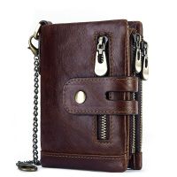 ZZOOI Cowhide Genuine Leather Men Wallet Coin Purse Small Mini Card Holder Vintage PORTFOLIO Portomonee Hasp Male pockect