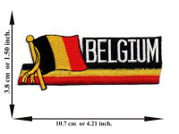 ตัดรีด ตัวรีดติดเสื้อ อาร์มปัก ติดเสื้อปัก ปักเสื้อ DIY ลาย BELGIUM สีดำ มีบริการเก็บเงินปลายทาง