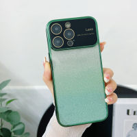 เคสป้องกันฟิล์มเลนส์ขนาดใหญ่แบบแวววาวไล่ระดับสีสำหรับ iPhone 11 13 Pro iPhone 14 Pro Max 12