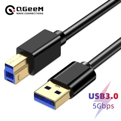 QGeeM สาย USB ความเร็วสูงมาก3.0สาย Usb เครื่องพิมพ์ Am ถึง Bm สายต่อ USB3.0สำหรับ HP