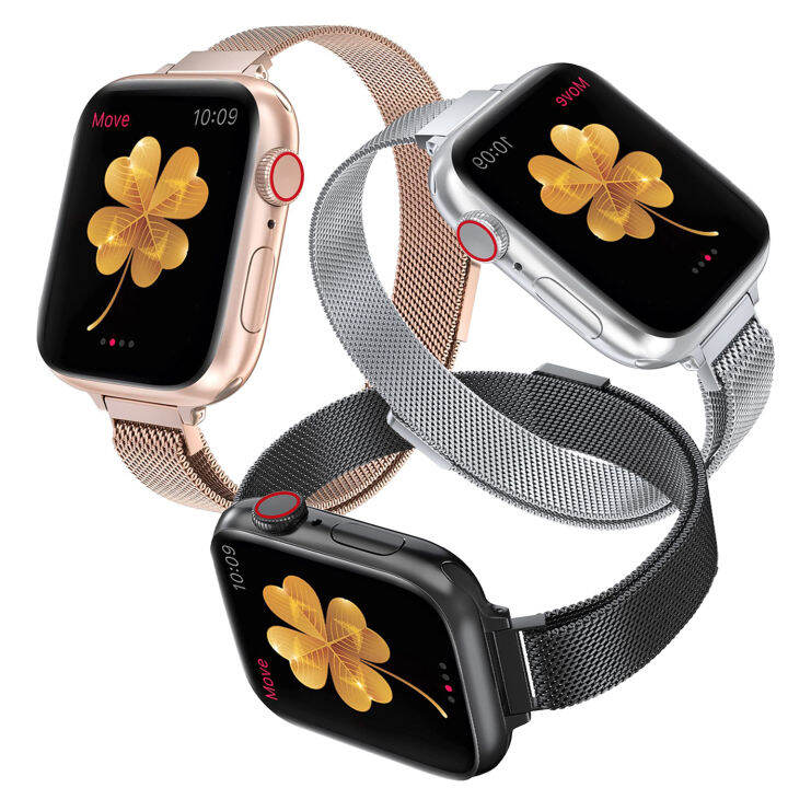 สายลูปแม่เหล็กสำหรับสายคาด-apple-watch-สแตนเลสสร้อยข้อมือเหล็ก-i-watch-series-3-4-5-6-se-7-8-40มม-44มม-45มม-41มม-42มม-38มม-49มม