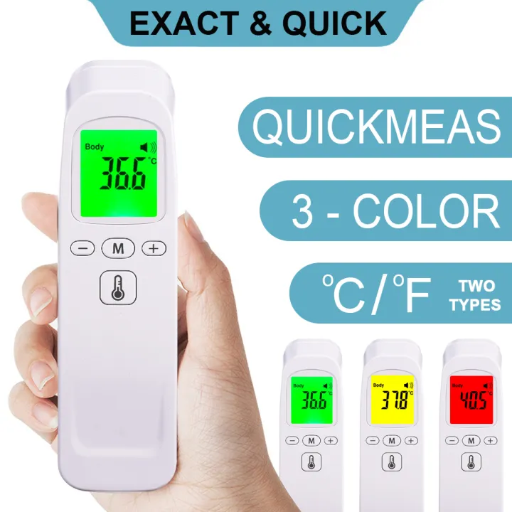 Non-Contact Forehead Thermometer Digital Handheld Infrared Thermometer Object Temperature Gauge High Precision °C and °F Switchable 3 Color Backlit
