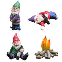 {Ready Stock}Mini Garden Figures, 4 Pack Fairy Garden Gnome Dwarf Statue,เครื่องประดับเรซิน