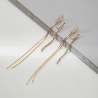 [COD] coil super fairy tassel earrings womens long temperament ear clips without holes simple style high-end light luxury trendy