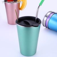 ✚◐▨ ivhefd Copo De Palha Aço Inoxidável Com Copo Canecas Café Caneca Bebendo Viagem Ao Ar Livre Copos Cerveja Chá Alta Temperatura Reutilizáveis 500ml