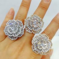 GODKI Luxury Baguette CZ Camelia Flower Bold Rings with Zirconia Stones 2020 Women Engagement Party Jewelry High Quality