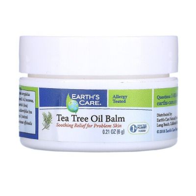 Earths Care, Tea Tree Oil Balm,  from USA. อุดมสารสกัดทีทรีออยล์และธรรมชาติ 100% ไม่ก่อการแพ้ ขนาด6 g. Exp.Jan/2026