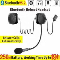 Kebidumei Motor Helmet Headset Bluetooth V5.0 Motorcycle Wireless Stereo Earphone Speaker Support Handsfree Mic Voice Control