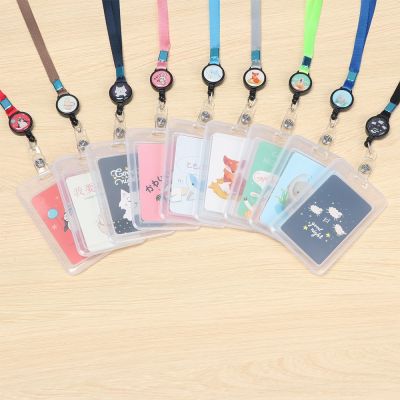 hot！【DT】❂✔﹊  1Pcs Fashion Cartoon Card Holder Multifunctional Retractable Name Badge Students Bus Bank Credit Cards with Lanyard