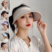 Fashion model shop Women Men Unisex Clip-On UV Protection Sun Visor Hat Empty Open Top Solid Color Wide Brim Adjustable Beach Cap