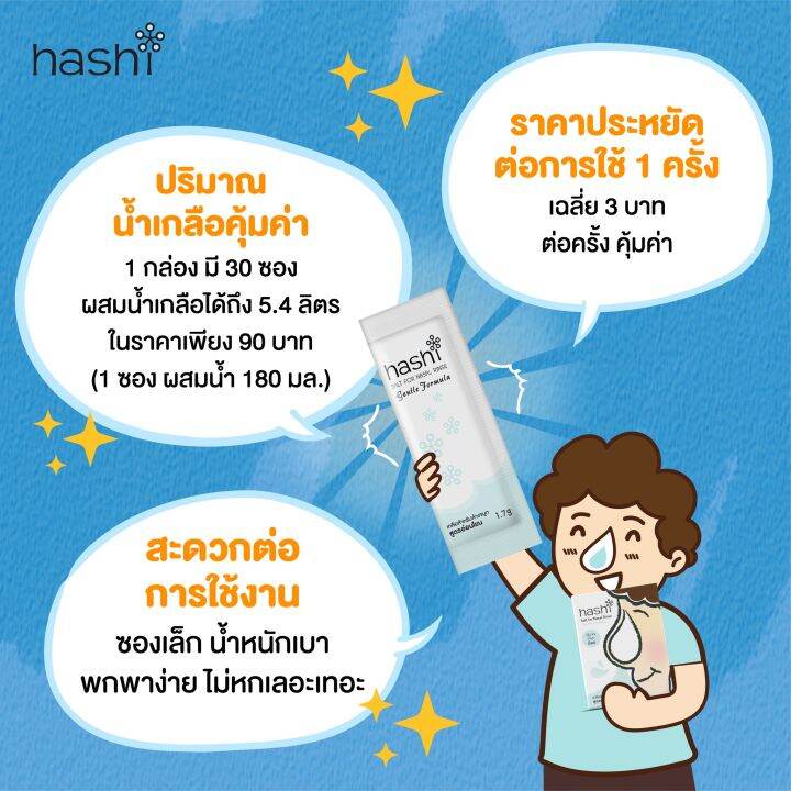 hashi-salt-for-nasal-rinse-30ซอง-original-formula-สีฟ้า-gentle-formula-สีเขียว