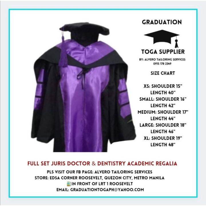 lZVfull set Juris Doctor Graduation Toga, hood, beret with tussel ...