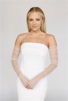 ♞◆ TOPQUEEN VM20 Elegant Bride Gloves Wedding Gloves Elbow Length Fingerless Removable Sleeves Girlfriend Bachelorette Party