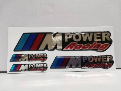 สติ๊กเกอร์ ชุด เทเรซิ่นนูน สำหรับรถ BMW คำว่า M Power Racing ติดรถ แต่งรถ บีเอ็มดับบลิว sticker สวย ติดก้านล้อ ติดกันสาด ติดก้านล้อรถ ติดกันสาดรถ