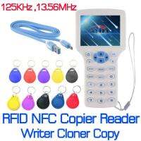 เครื่องอ่านและเขียน RFID English Rfid NFC Copier Reader Writer Cloner Copy 10 Frequency Programmer + 5Pcs 125khz EM4305 Keyfobs + 5Pcs 13.56mhz UID Key