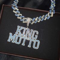 ♞₪♦  Customized Name Necklace with  15mm Rhinestone Cuban Chain Iced Out Letters Choker for Men