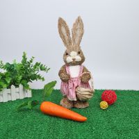 }{“+ Easter Simulation Bunny Home Garden Bunny Decoration Creative Cartoon Photography Props Straw Bunny Holiday Party Decoration