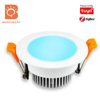 Benexmart TUYA Zigbee 3.0 LED ดาวน์ไลท์ RGBCW ลดแสงจุดสำหรับเพดาน9วัตต์12วัตต์15วัตต์สนับสนุน SmartThings Hubitat Alexa Home *