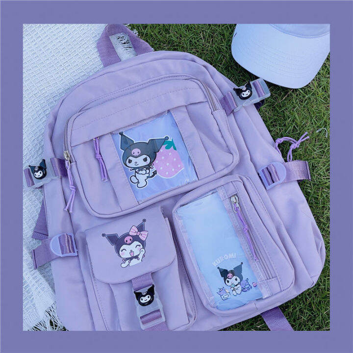 sanrio-kuromi-backpack-for-women-men-student-large-capacity-printing-fashion-personality-multipurpose-female-bags