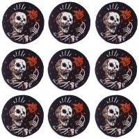 Pulaqi 10 PCS Wholesale Skull Maple Leaf Embroidered Patches For Clothing Stickers Punk Patch Iron On Patches On Clothes Badges