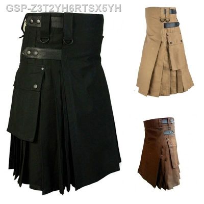 ✁Tradiconal Kilt ยุคกลางทำจากโลหะสไตล์วินเทจ Gótico Punk Plissado Saia วันฮาโลวีน Carnaval Fantasias