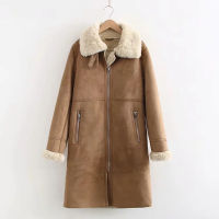 Xitimeao Women New Jacket Lamb Fur Coat Winter Deerskin Long Coat Warm Cotton Padded Coat Winter Hardy Jacket