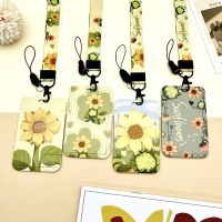 1pcs Flowers Women Work Card Holder Name ID Card Cover Plastic Work Card Identity Badge ID Card Bags Business Case with Lanyard