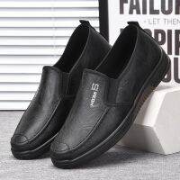 [COD] and summer mens casual leather shoes waterproof oil-proof chefs soft bottom non-slip work hotel men