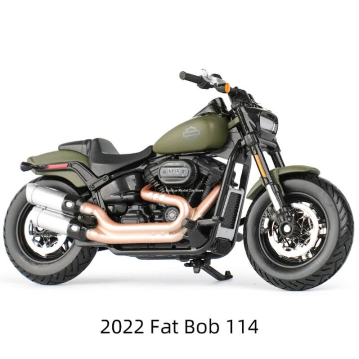 Maisto 1:18 Harley Davidson 2022 Fat Bob 114 Alloy Sports Motorcycle Metal Street Race Motorcycle Model Simulation Kids Toy Gift