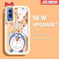 เคส JIUMOO สำหรับ VIVO Y72 5G Y52 5G Y75s 5G เคสการ์ตูน Shyness Doraemon Patten ที่มีสีสัน Litten มอนสเตอร์ตัวน้อยน่ารักนิ่มสำหรับเลนส์กันกระแทกแบบใสเคสมือถือความคิดสร้างสรรค์โปร่งใสง่ายฝาครอบป้องกันซิลิโคน