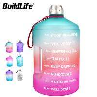 BuildLife 1แกลลอนขวดน้ำที่มีเครื่องหมายเวลา3.78L 2.2L 128ออนซ์73ออนซ์ปราศจากสาร BPA พลาสติกความจุขนาดใหญ่กีฬาสร้างแรงบันดาลใจเหยือก