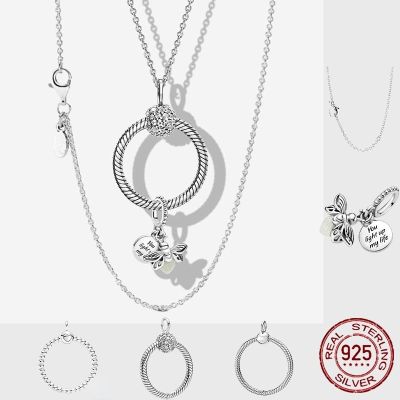 Charm Necklace Real 925 Sterling Silver Moments Firefly O Pendant Charm Fit Original Pandora Charm Necklaces Bracelet Jewelry