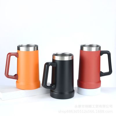☽  Cross-border 709ml beer mug with handle large-capacity thermal insulation and cold preservation mug portable car water
