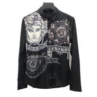 2023 New Versace Mens Business Casual Lapel Shirt New Trend Slim Fitting Medusa Shirt Iron Free Polo Shirt Shirt