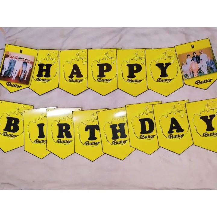 Happy Birthday Banner BTS Butter Theme with 2 Group Photo | Lazada PH
