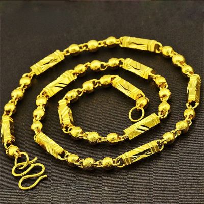 【CW】24K Gold Men Necklaces Top Quality 6mm/7mm Width 55/60cm Gold Color No Fade Chain Necklaces For Male Jewelry Gifts