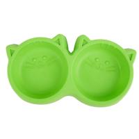 Pet Products Plastic Cat Face Pet Bowl Environmental Protection Non-toxic Dog Food Double Bowl Tableware Pet FeedingTool