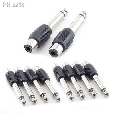 10Pcs RCA Female Jack to 6.35mm 1/4 Male Mono Plug Audio Adapter Connector for DIY FM Microphone