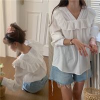 ﹊☜ 61531 เสื้อเชิ้ตแขนยาว แต่งระบาย หรูหรา