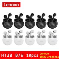 Lenovo หูฟังหูฟังไร้สาย10ชิ้น HT38ของแท้,ชุดหูฟังกีฬากันน้ำหูฟังพร้อมไมโครโฟนควบคุมแบบสัมผัส