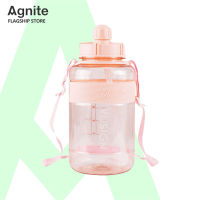 Agnite กระบอกน้ำ 1.5 ลิตร กระบอกน้ำเพื่อสุขภาพ ขวดน้ำดื่ม พร้อมหลอด พกพาง่าย แข็งแรง มี 3 สี Transparent Water Bottles