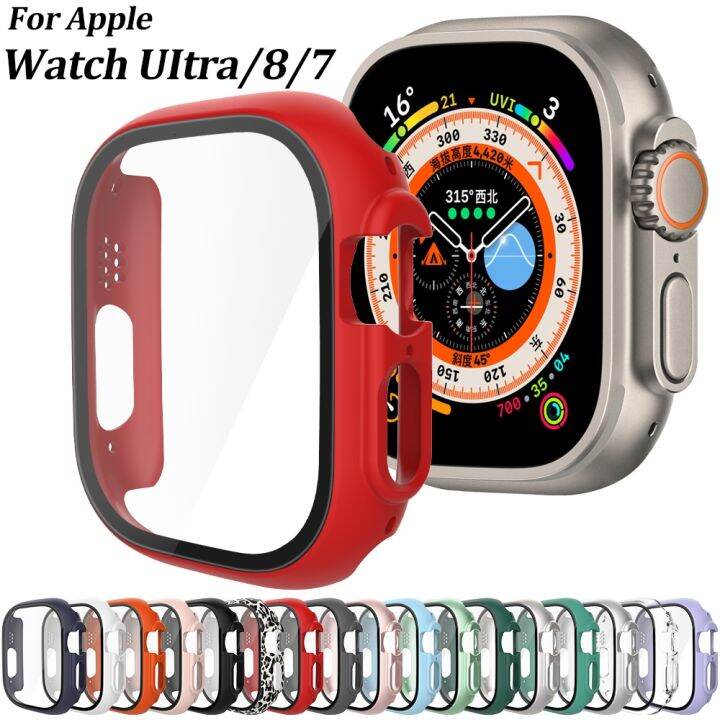 Glass Case for Apple Watch Series 8Ultra 49mm Protection Cover Smartwatch Tempered Screen