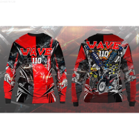 110 Wave 2023 Full Sublimation Honda Motorcycle Long-sleeved Shirt trendy