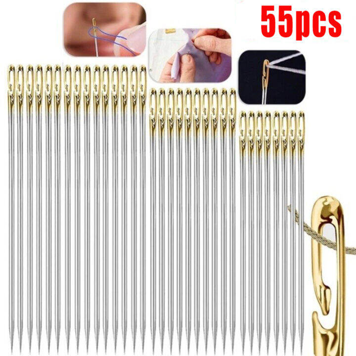 55PC Sewing Needles Quick Automatic Threading Needle Stainless Steel