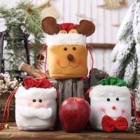 3Pcs Christmas Kids Candy Bags Pouch Santa Claus Snowmen Xmas Gift Bag Children Bag Drawstring Container