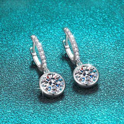 Smyoue White Gold Plated 0.5-1ct Moissanite Drop Earrings for Women Round Cut 100% S925 Sterling Silver Jewelry Bubble Earring